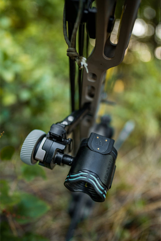 Top down view of the UV Slider™ installed on a Mathews Bow