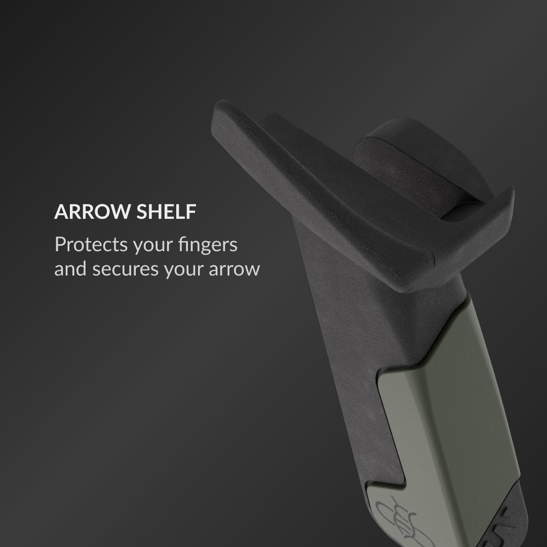 Arrow shelf: Protects your fingers and secures your arrow