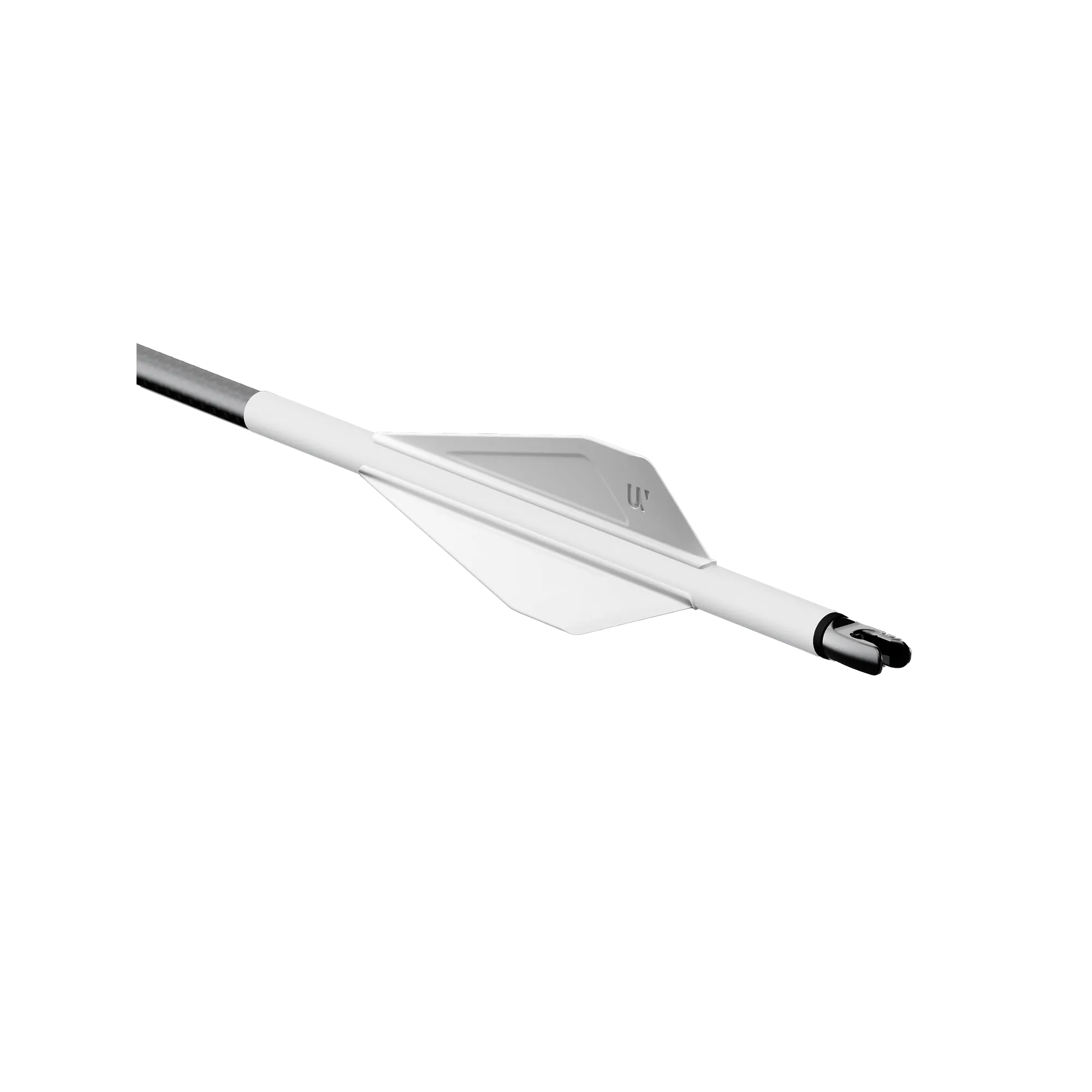 UV 1K arrow with white UV vanes and squared-end wrap shown at an angle