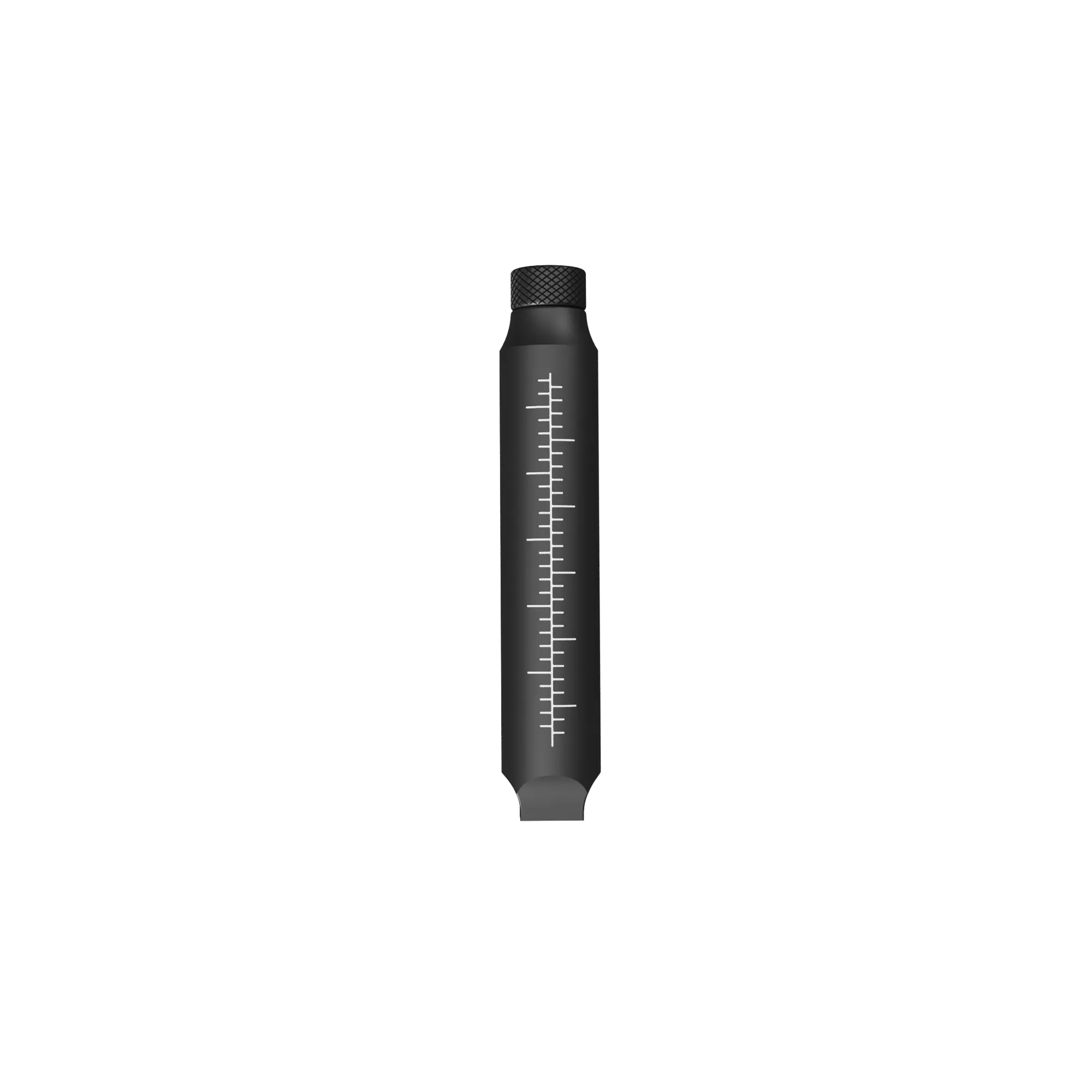 A black, cylindrical UV Scope Rod with white measurement markings running down the length of it. The top of the rod has a textured screw-like cap