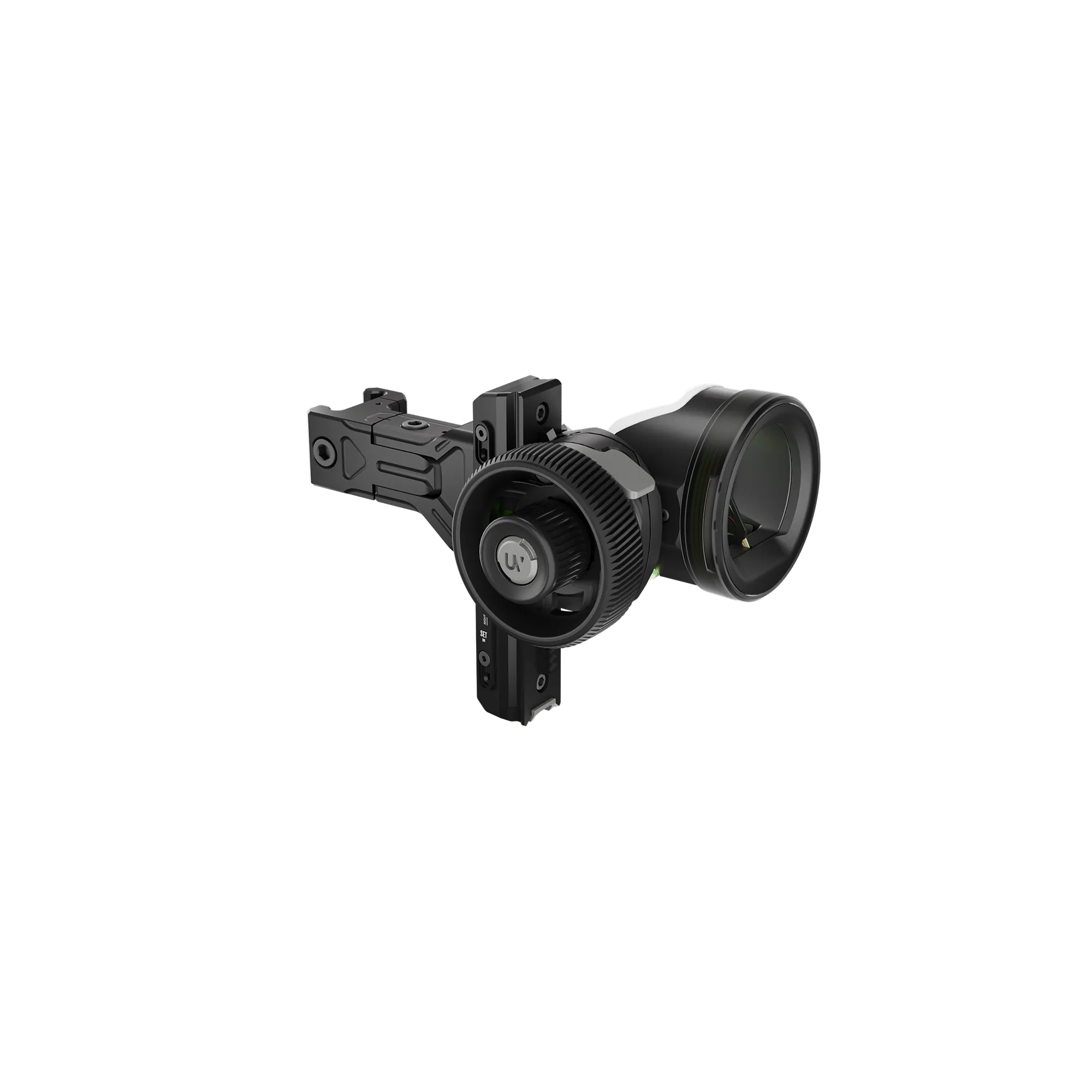 UV Slider 2 picatinny mount angled view with adjustment features for precision bow shooting and custom sighting