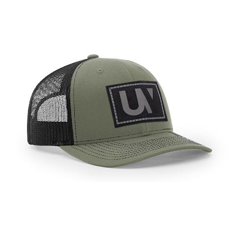 Green UV Patch hat with gray stamp