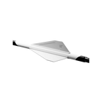 UV 1K carbon arrow with white vanes and black nocks displayed on an angle.