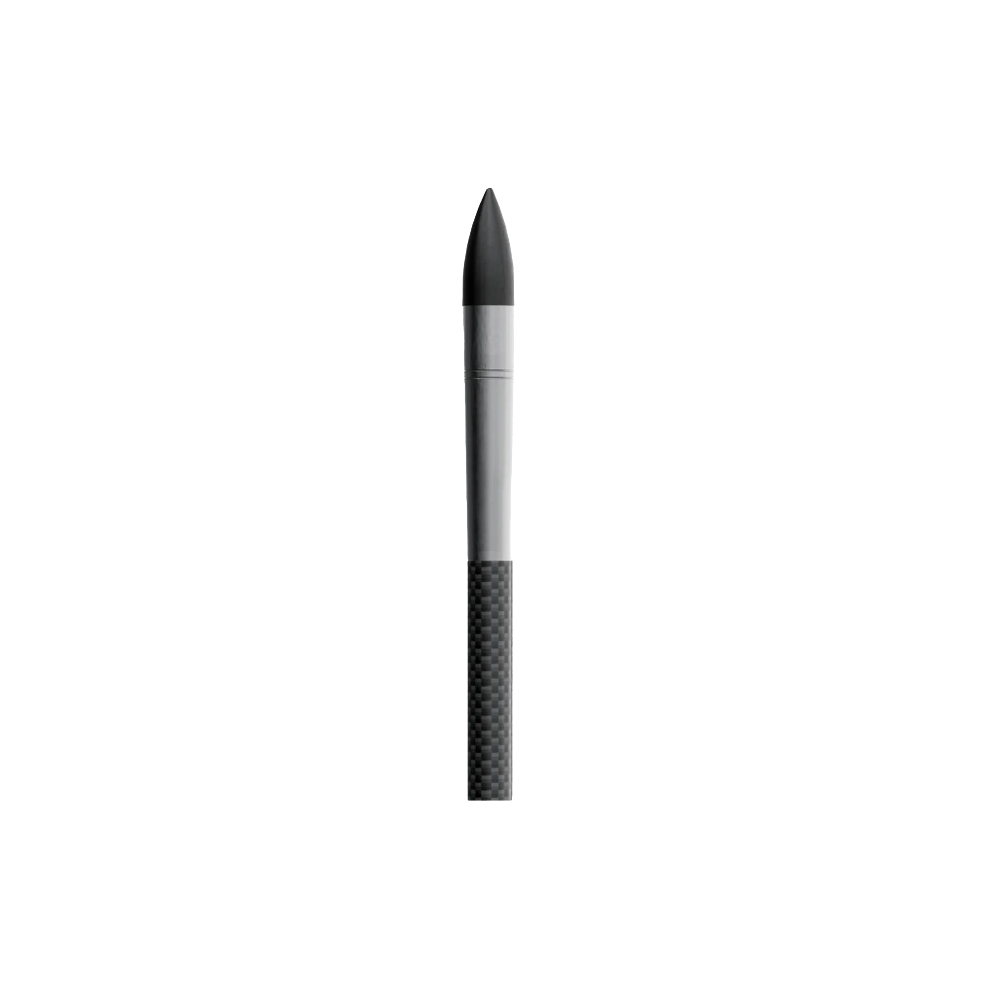 Close-up of a UV 1K carbon arrow tip with stainless steel outsert and carbon fiber shaft.