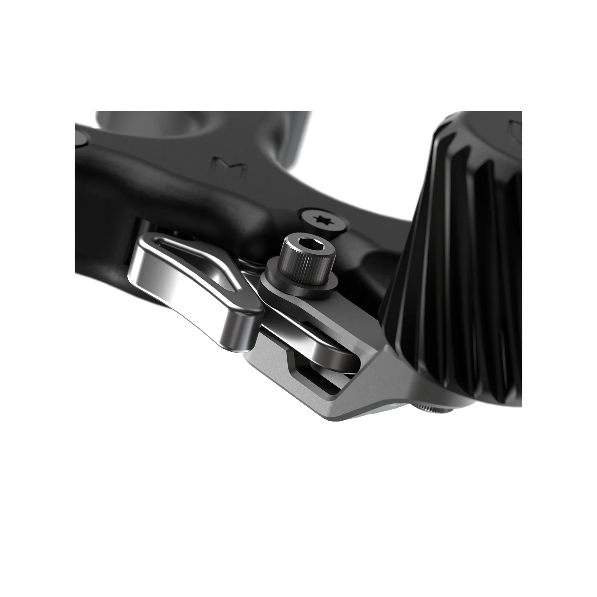 Stainless Steel UV Button™ cocking lever side view