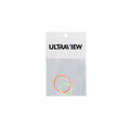 A UV Fiber Kit packaged in a plastic bag with an Ultraview branded header. The bag contains three spools of 20-inch-long fiber optics in orange, white, and green.