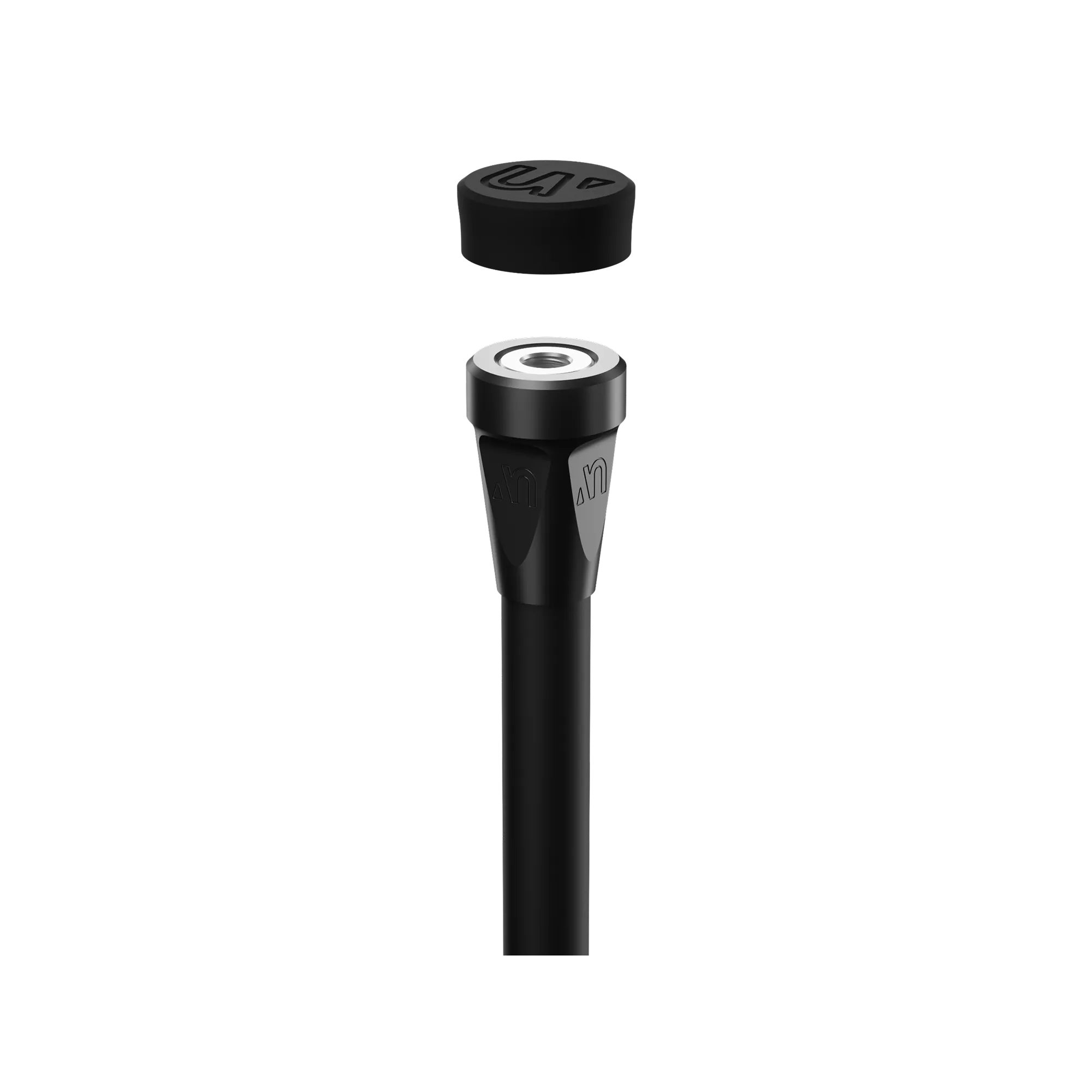 UV Hunting Stabilizer in Black with end cap removed showing stainless steel threaded insert for secure mounting