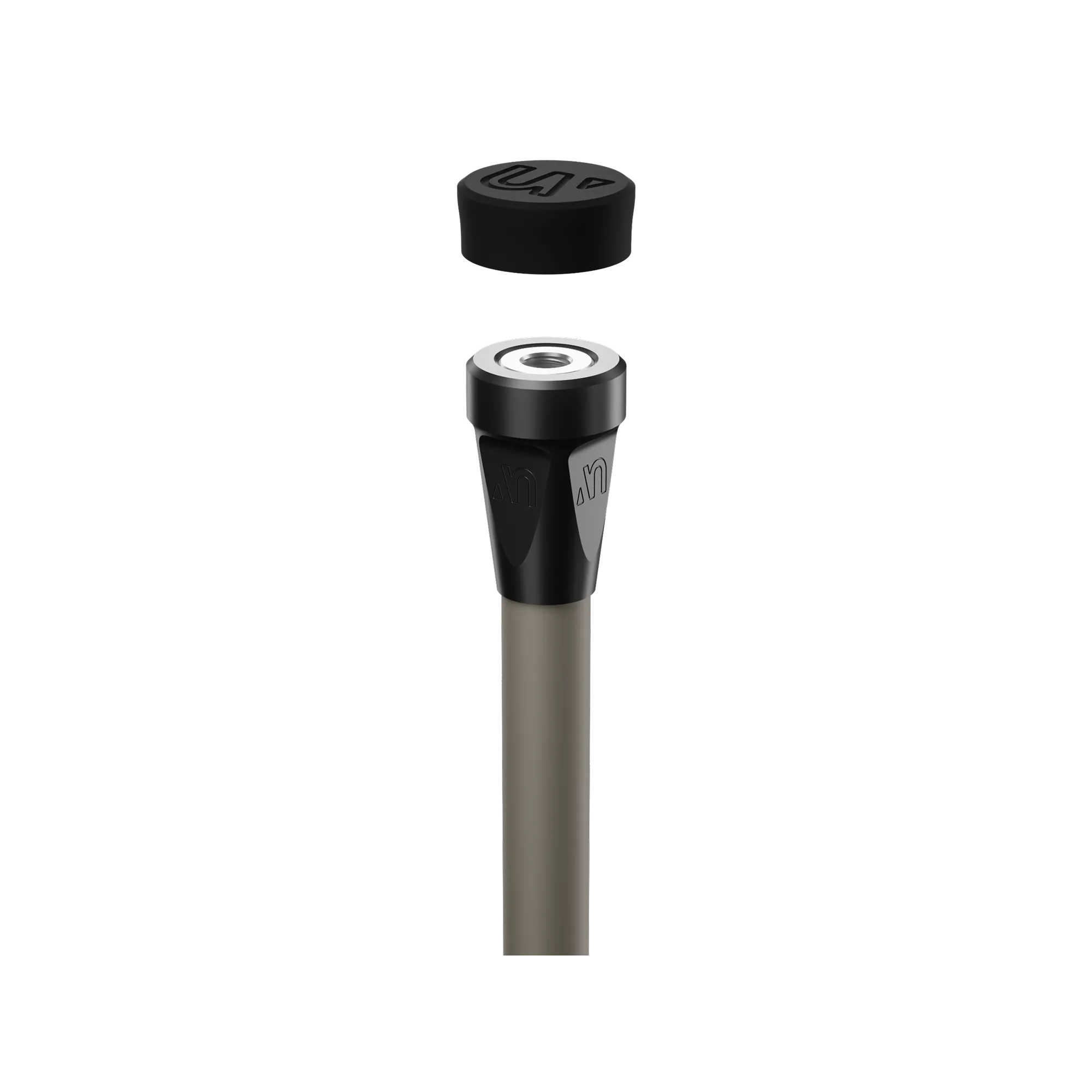 UV Hunting Stabilizer in Dune with end cap removed showing stainless steel threaded insert for secure mounting