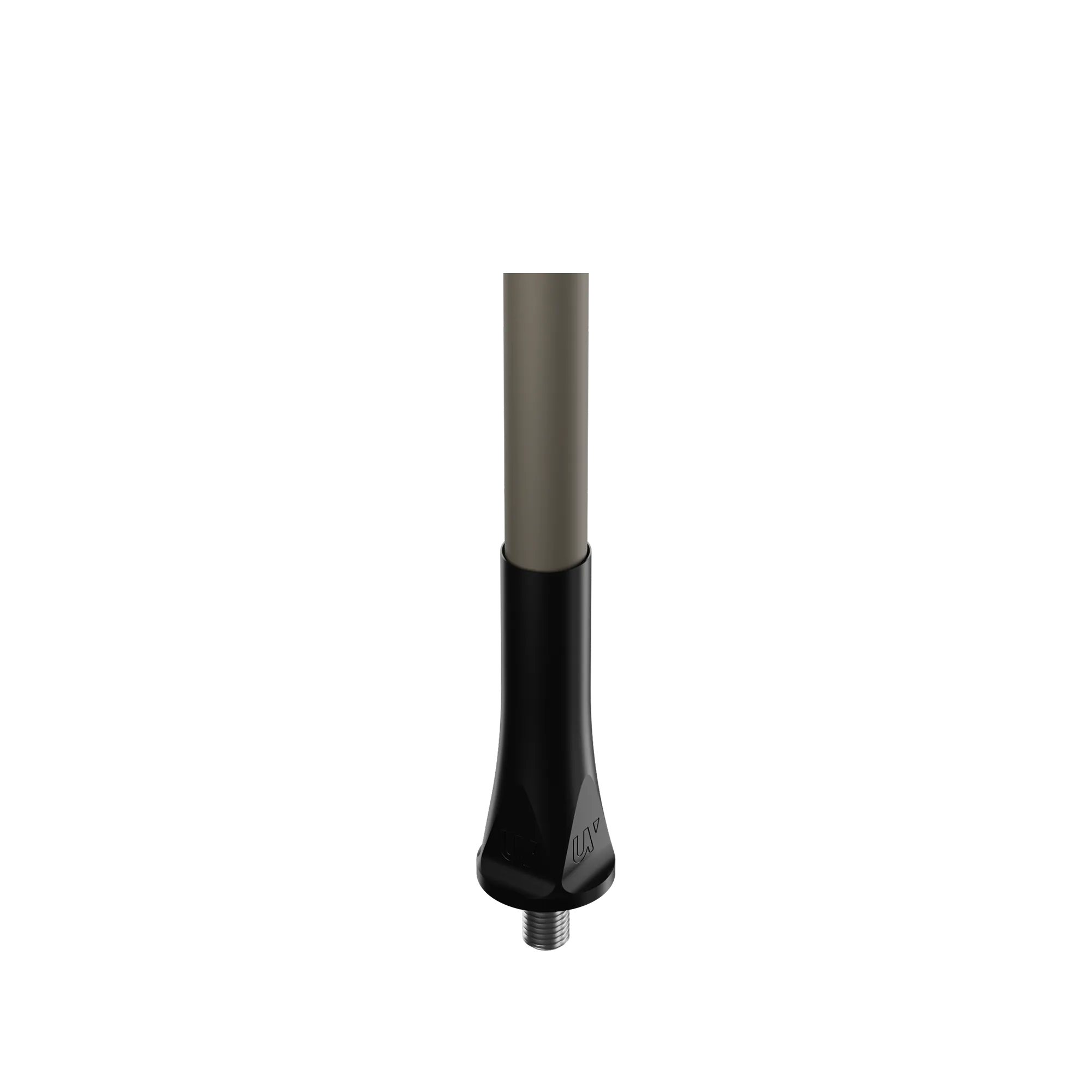 Close up of UV Hunting Stabilizer in Dune threaded stainless steel base for secure attachment to bow