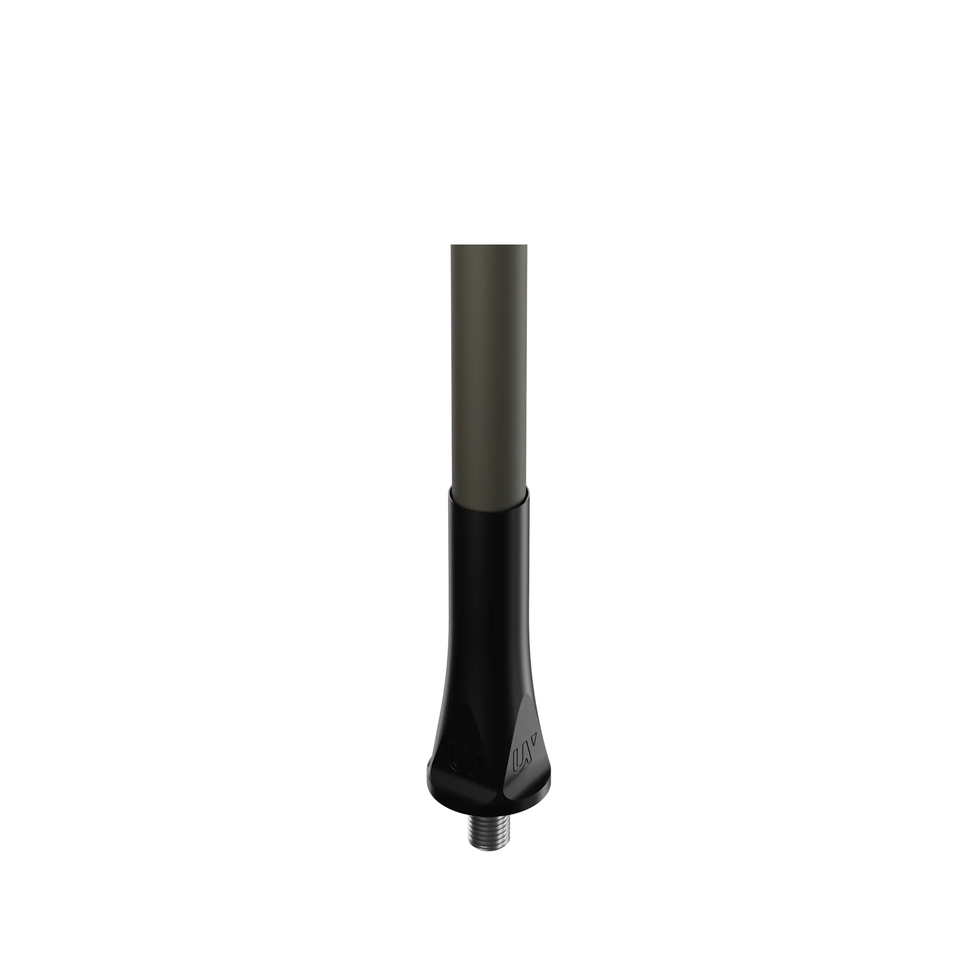 Close up of UV Hunting Stabilizer in OD Green threaded stainless steel base for secure attachment to bow