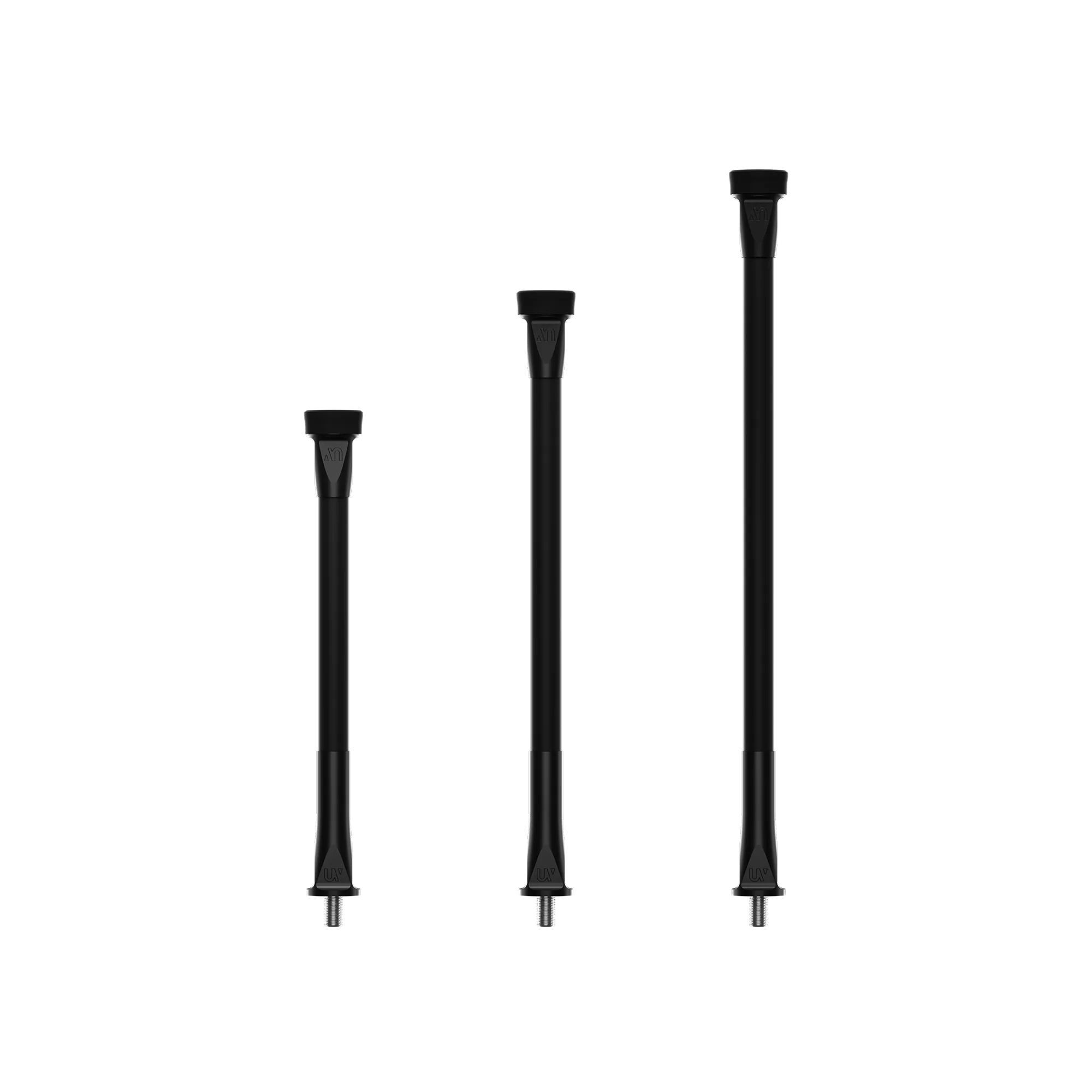UV Hunting Stabilizers in Black 8 inch 10 inch and 12 inch sizes displayed side by side for comparison
