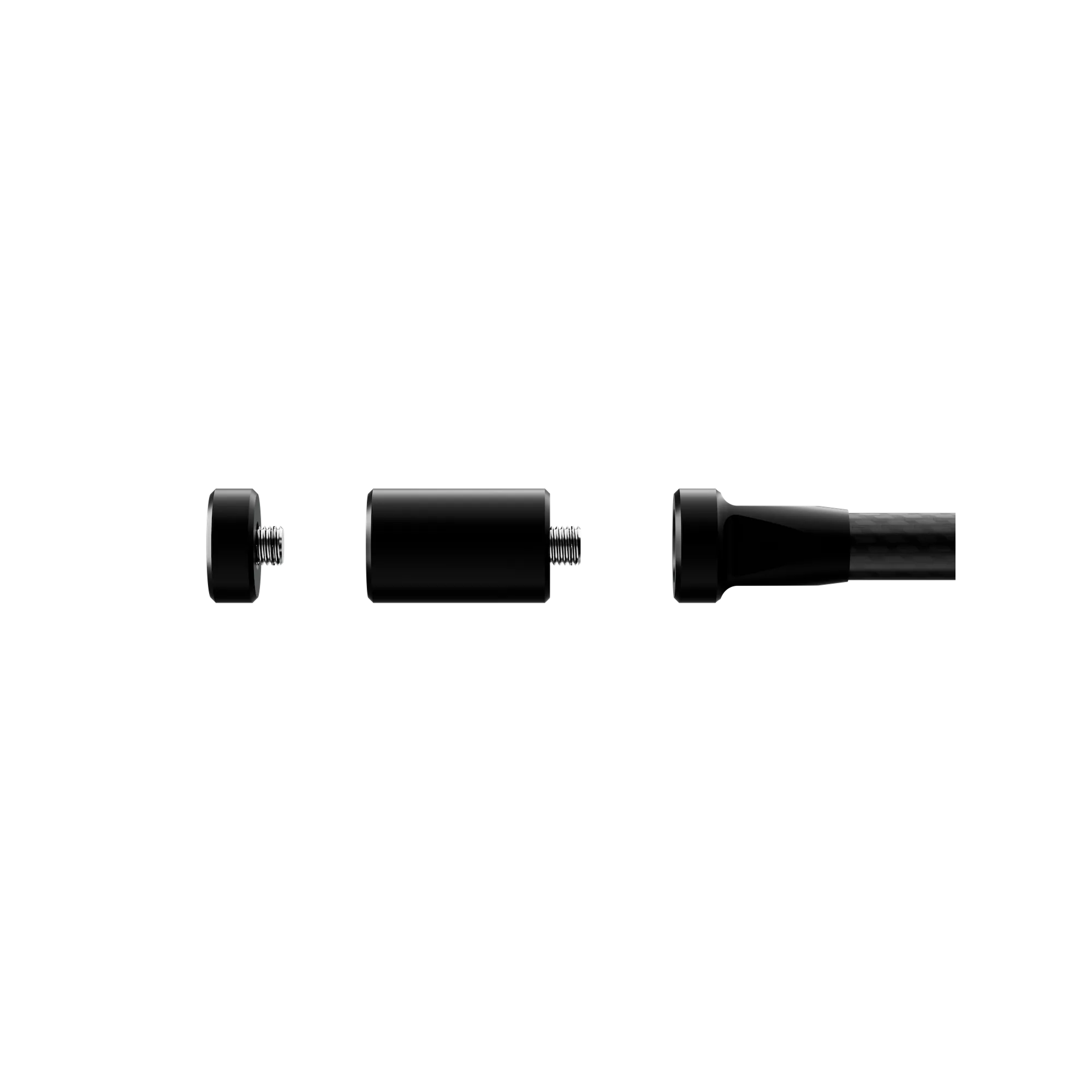 Expanded horizontal view of Ultraview UV Quickweight™ 1oz with stabilizer and hardware for precise balance tuning