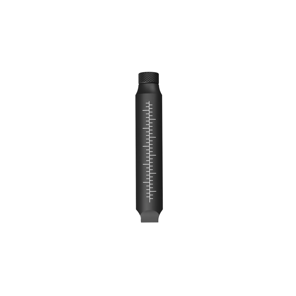 A black, cylindrical UV Scope Rod with white measurement markings running down the length of it. The top of the rod has a textured screw-like cap