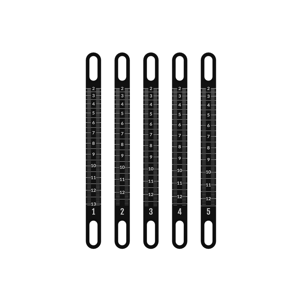 UV Slider 2 metal sight tapes #1 to #5 for precision archery distance adjustments