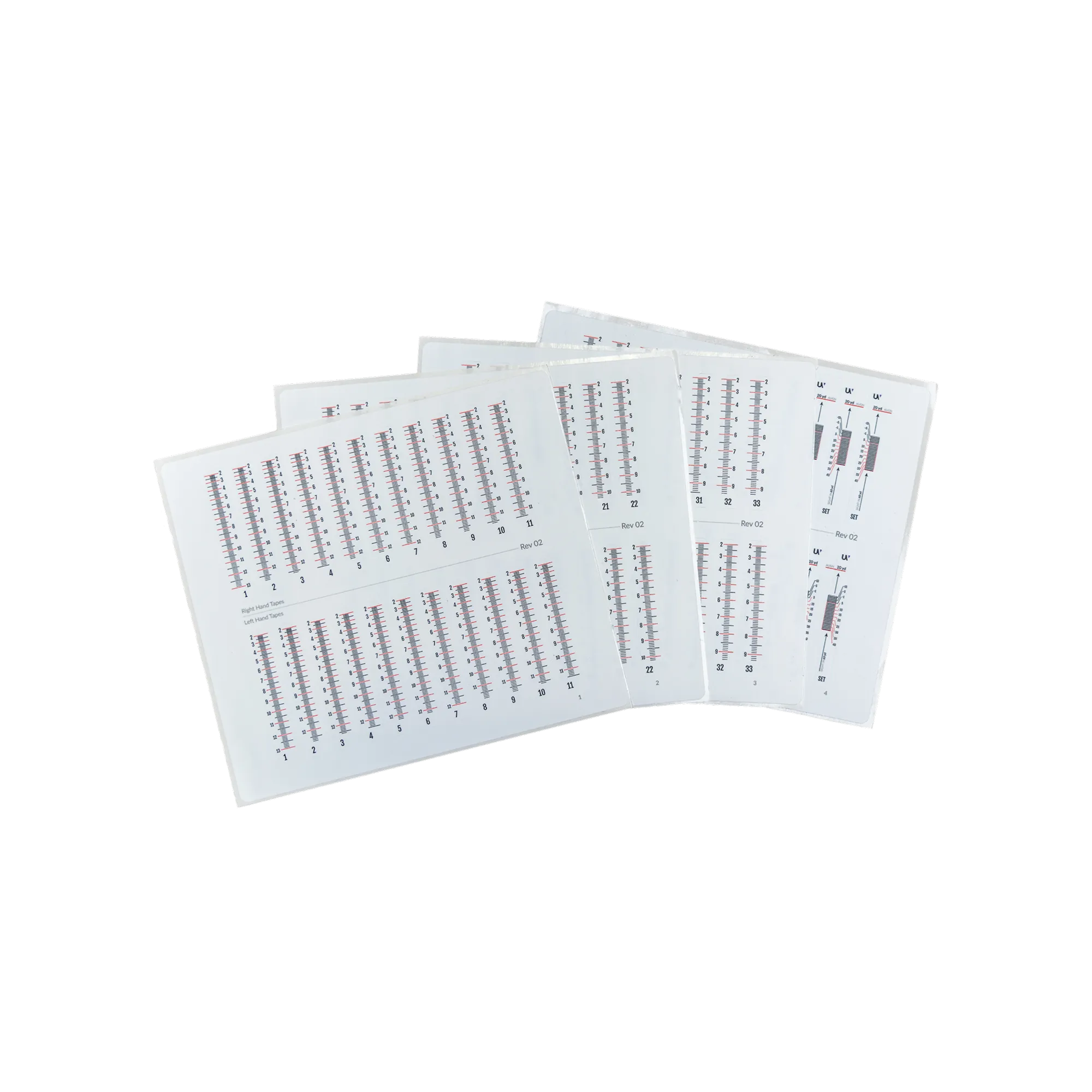Full set of UV Slider 2 sight tapes made from waterproof vinyl for precise distance calibration