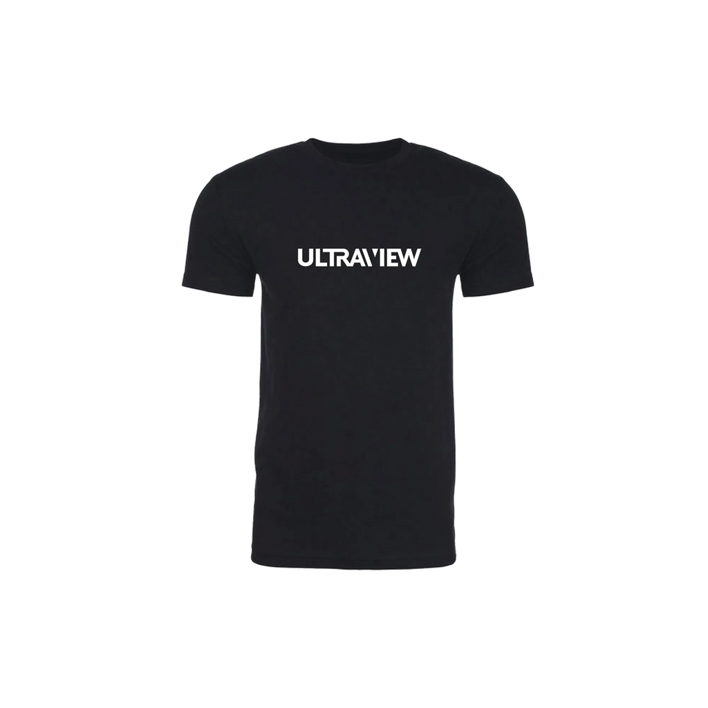 Ultraview UV Tee in Black, short sleeve cotton blend t-shirt with white Ultraview logo on chest