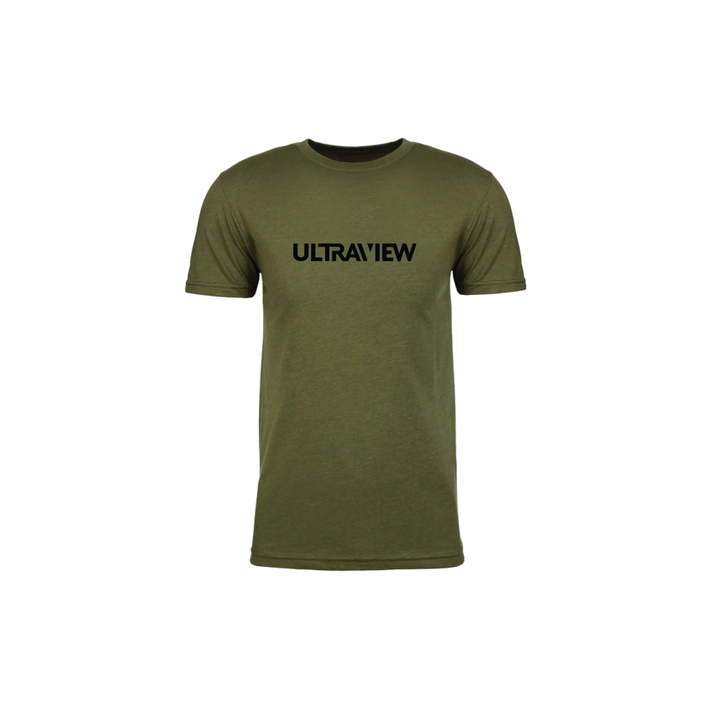 Ultraview UV Tee in Olive Green, short sleeve cotton blend t-shirt with white Ultraview logo on chest