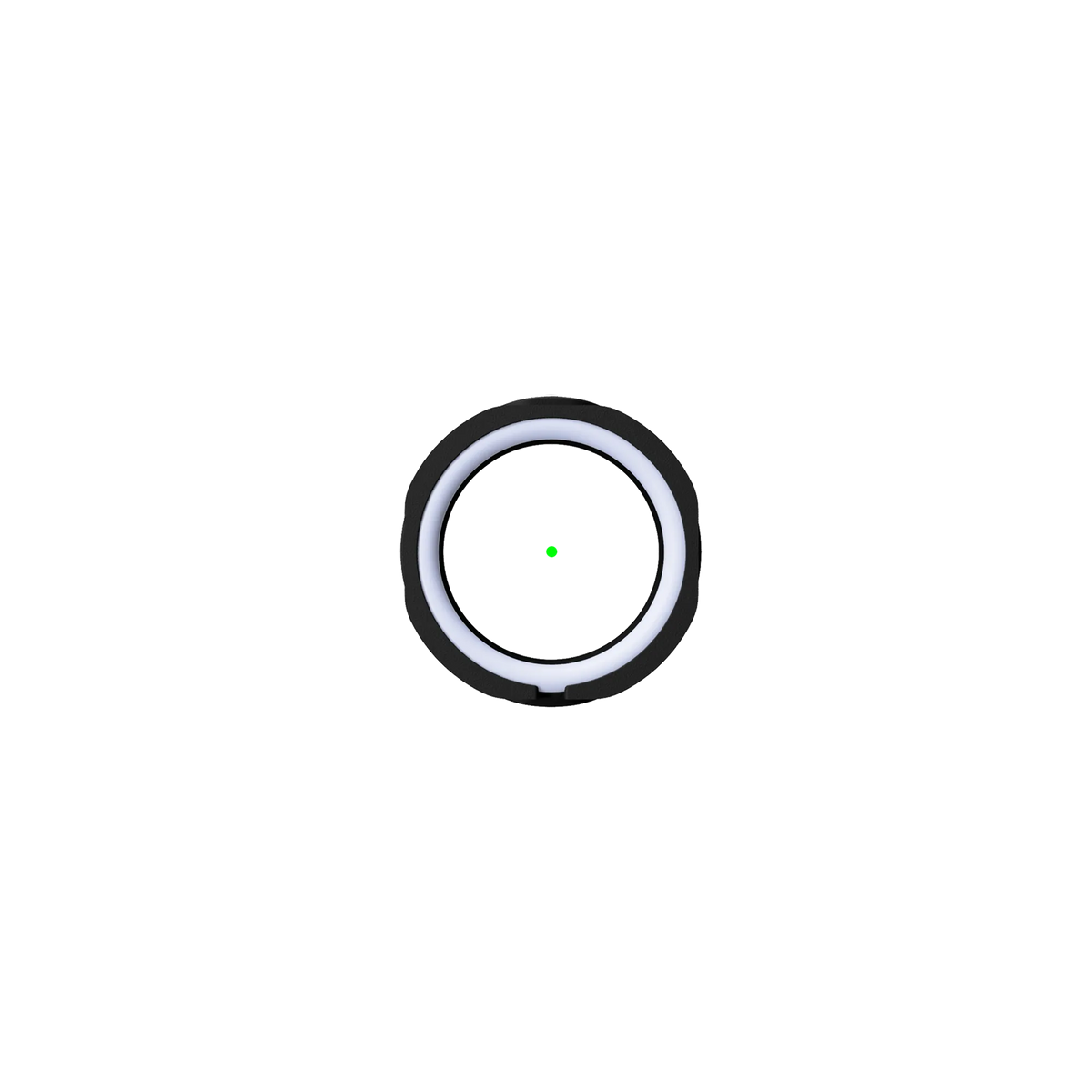 Front view of UV3™ SE Lens Cartridge featuring white lens housing and centered green dot for precise aiming.