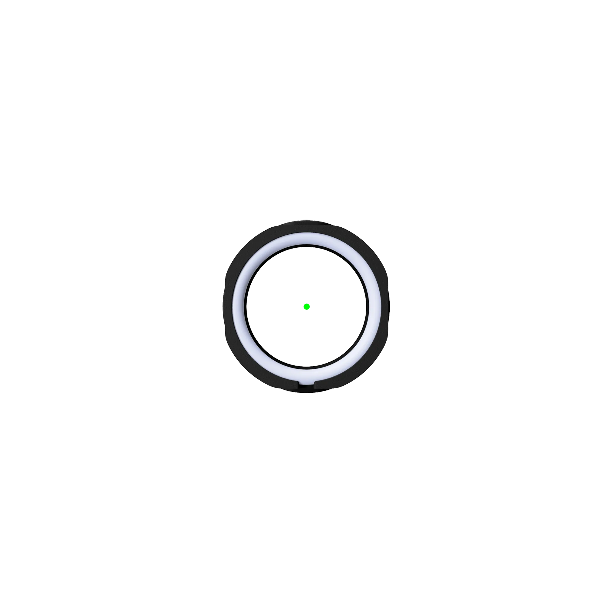 Front view of UV3™ SE Lens Cartridge featuring white lens housing and centered green dot for precise aiming.