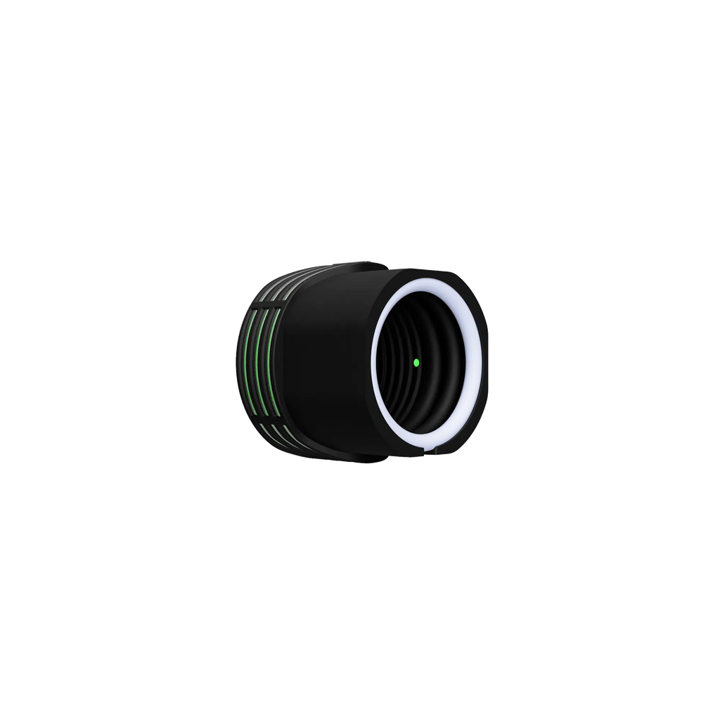 Angled view of UV3™ SE Lens Cartridge with white lens housing and green dot reticle, designed for UV3™ and UV3™ SE scopes.