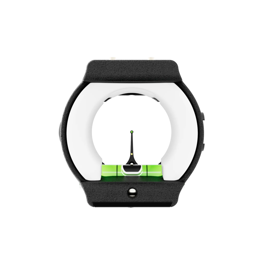 UV3XL™ SE Viz Ring in white installed on archery scope with green level and single pin sight for precision aiming